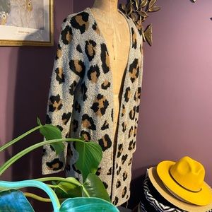 Leopard duster, long cardigan - new - cozy!